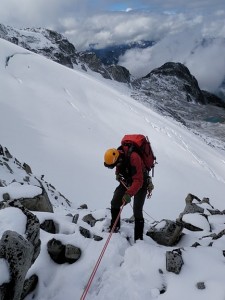 Our 50m rap onto the glacier