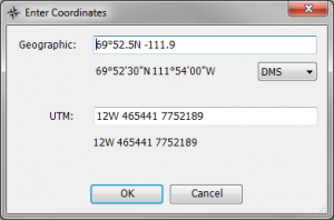 Coordinate entry in any Geographic or UTM format